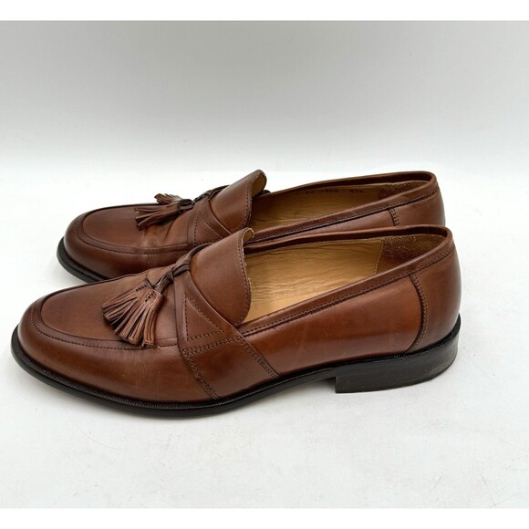Johnston & Murphy Horner Tassel Loafers Saddle Tan 8 1/2 W Handcrafted in Italy - Picture 5 of 12
